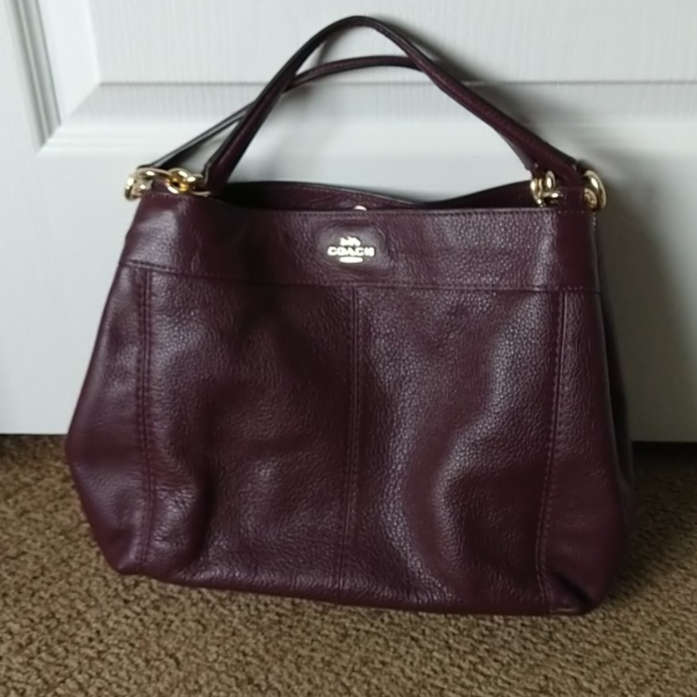 Coach Pebbled Leather Raspberry Color Lexy